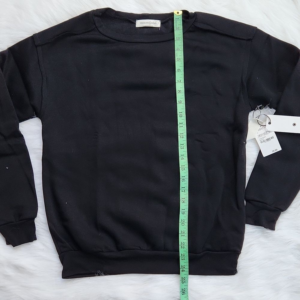 Treasure & Bond -804 Nordstrom Raw Hem black pullover sweatshirt NWT - XS - Picture 6 of 7